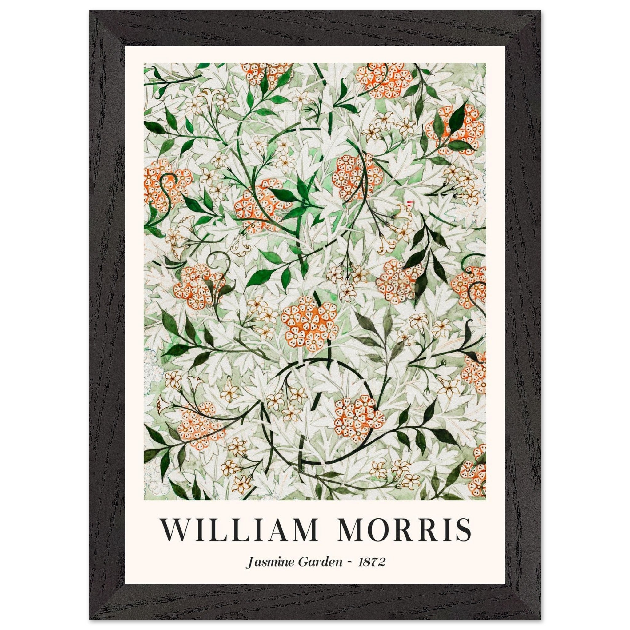 Artfulprints Poster met Lijst William Morris - Jasmine garden  - A4 21x29.7 cm - Groen