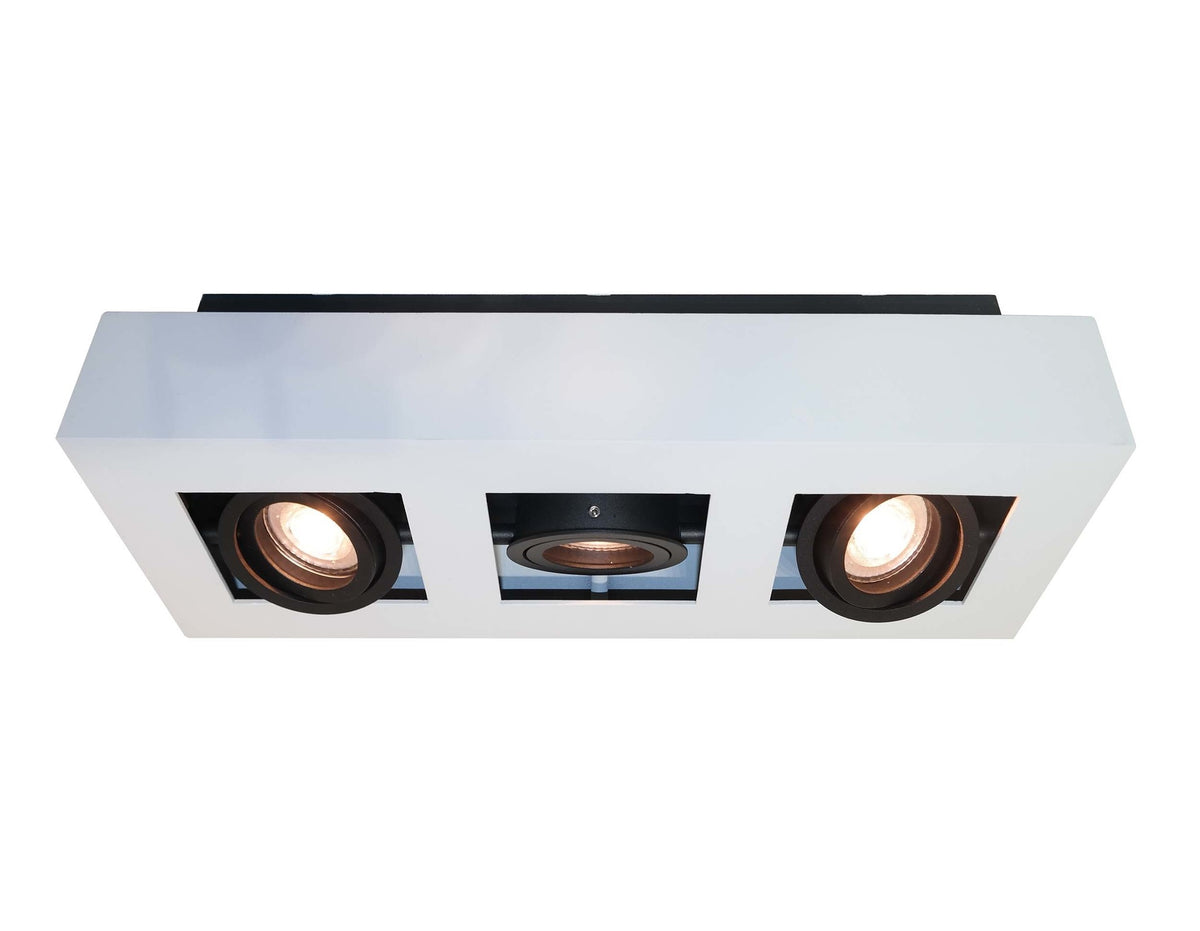 Artdelight spot Bosco - 3 lichts - 36 x 8.6  cm - zwart - wit