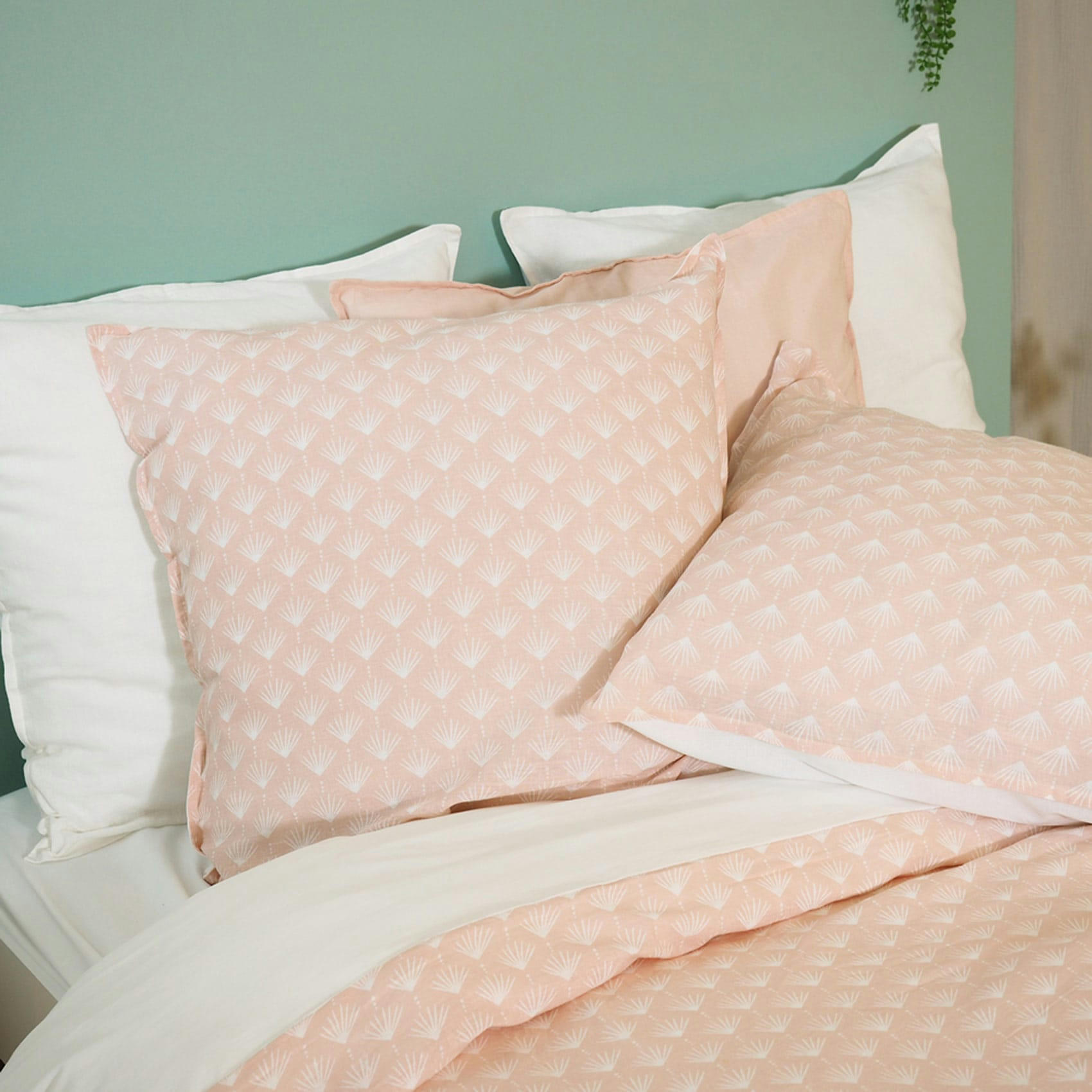 - Parure de couette en coton et lin coton/lin rose clair 240x220 cm