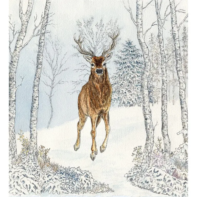 Serviette 6er-Set Cerf Hiver