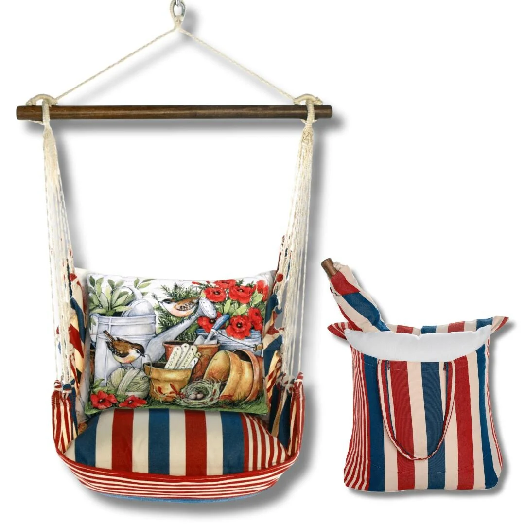 Magnolia Casual Swing Set 4 piece - Stars & Stripes w/ Watering Can & Flower Pots