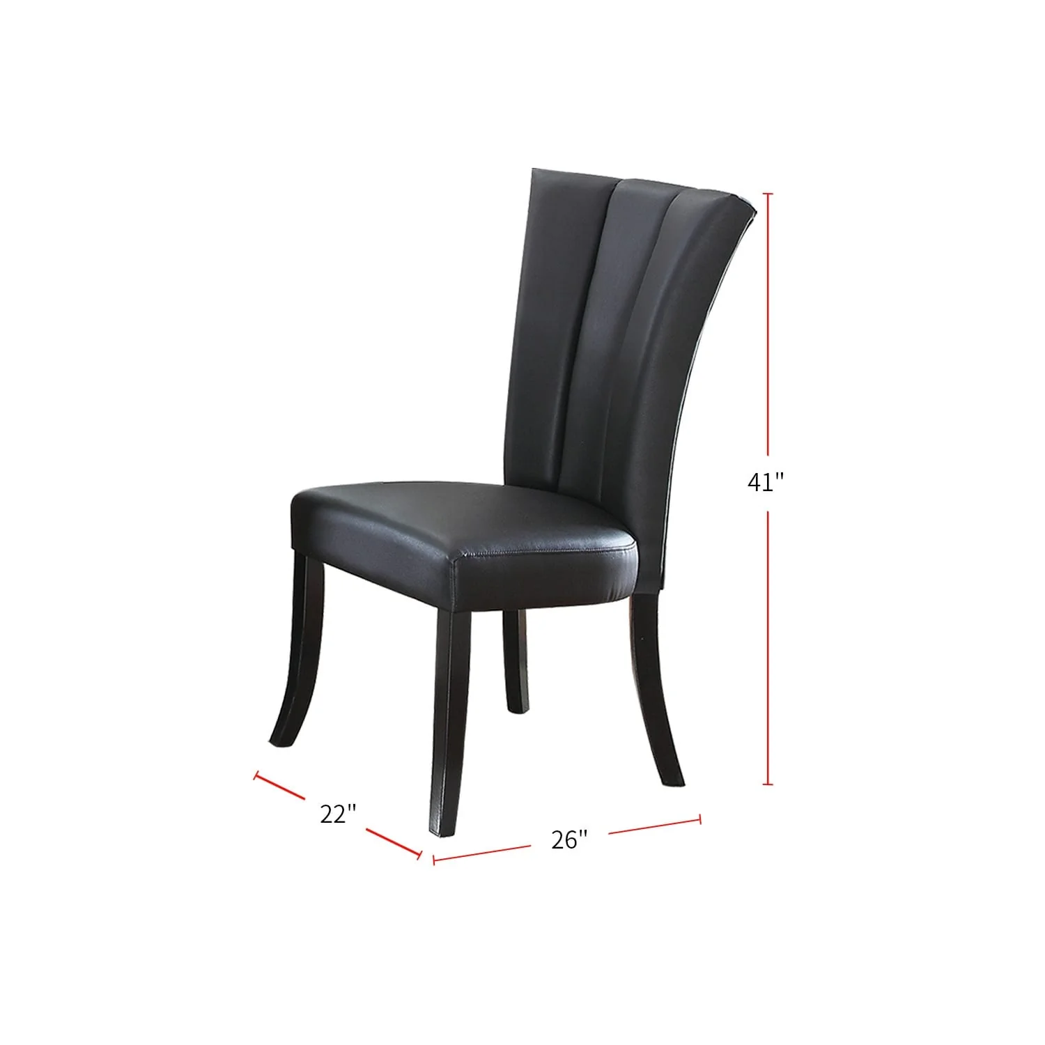 Set of 2 Faux Leather Dining Chairs, Black