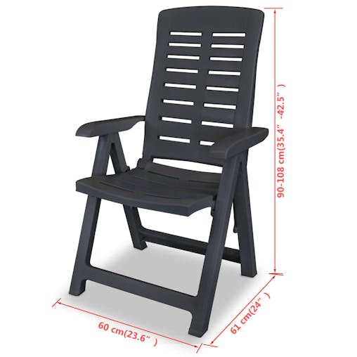 NNEVL Reclining Garden Chairs 2 pcs Plastic Anthracite