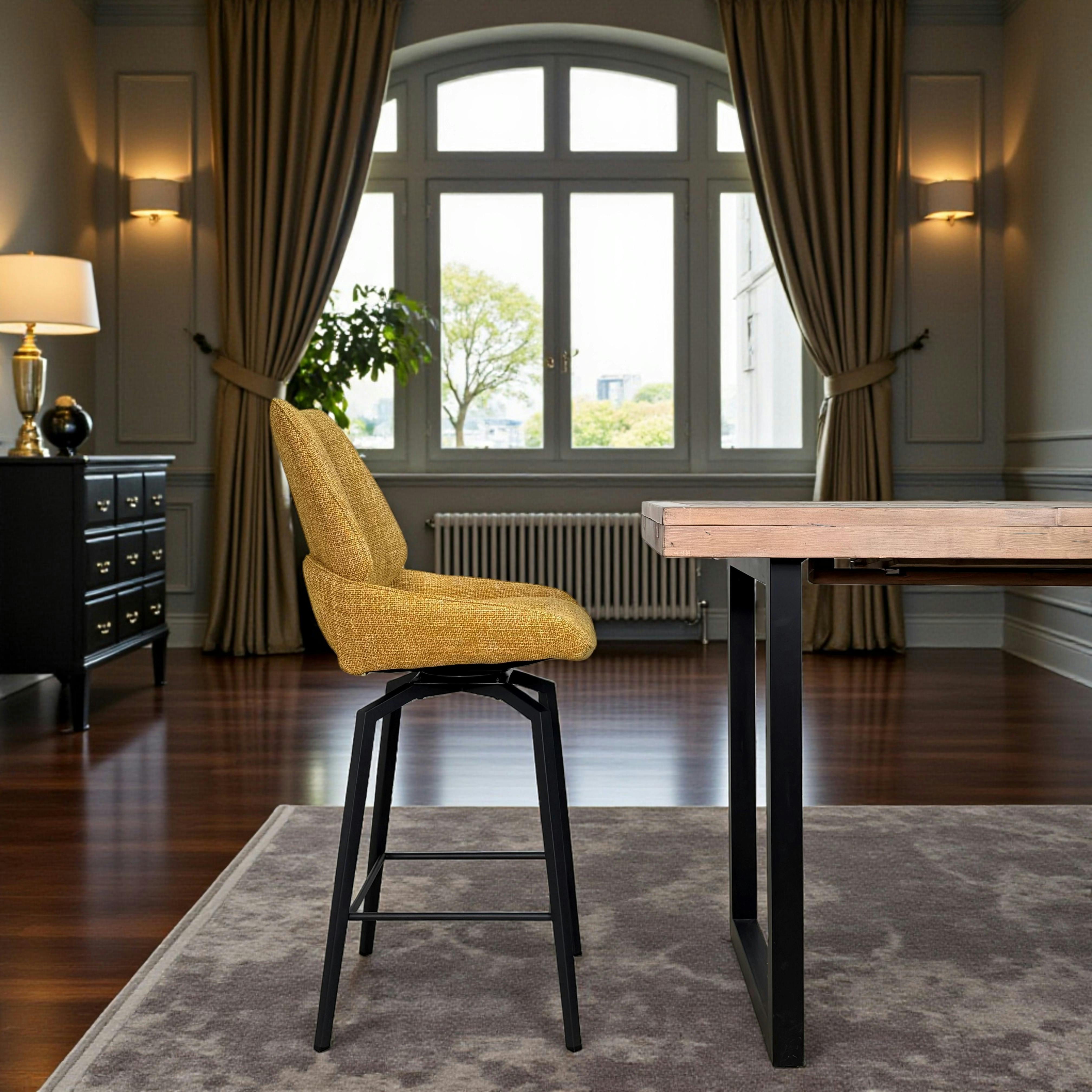 Chaise de bar pivotante moutarde assise baquet (lot de 2) LIGURIE