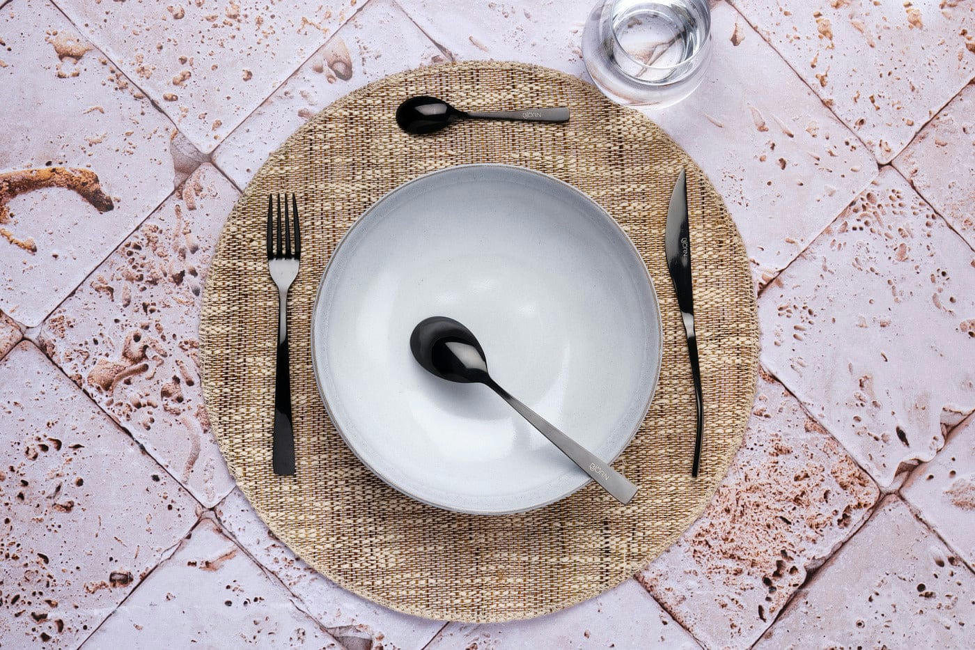 NUDE - Lot de 24 couverts de table en inox noir