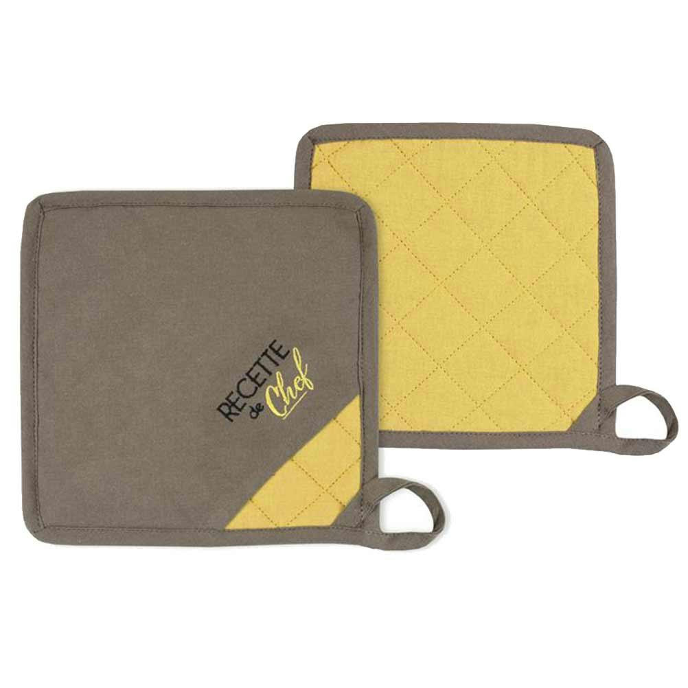 - Set de 2 maniques assorties moutarde et taupe