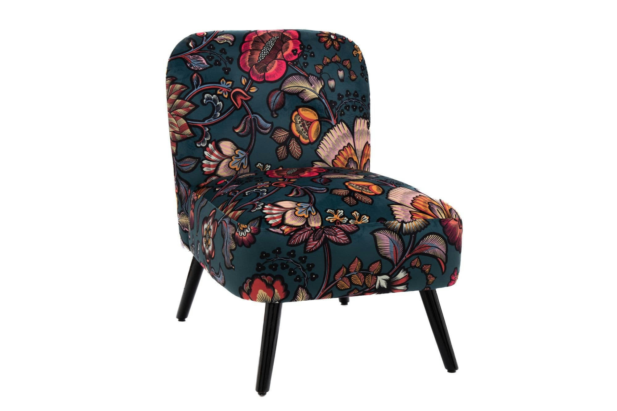 INDIA - Fauteuil trendy en velours et pieds noirs