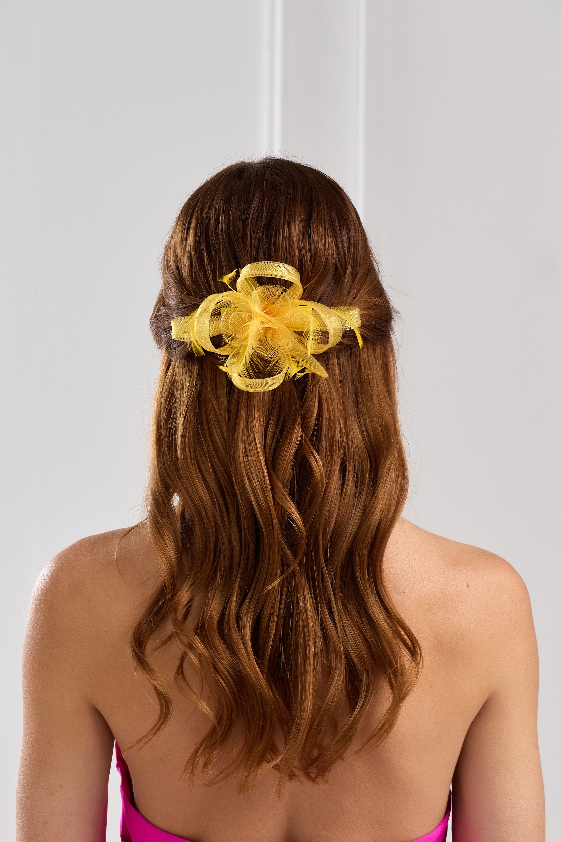 Jon Richard Yellow Small Feather Fascinator Clip