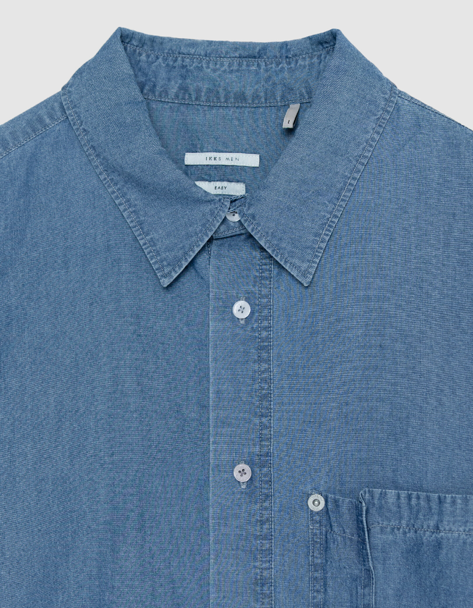 Chemise regular bleu chambray poche asymétrique Homme