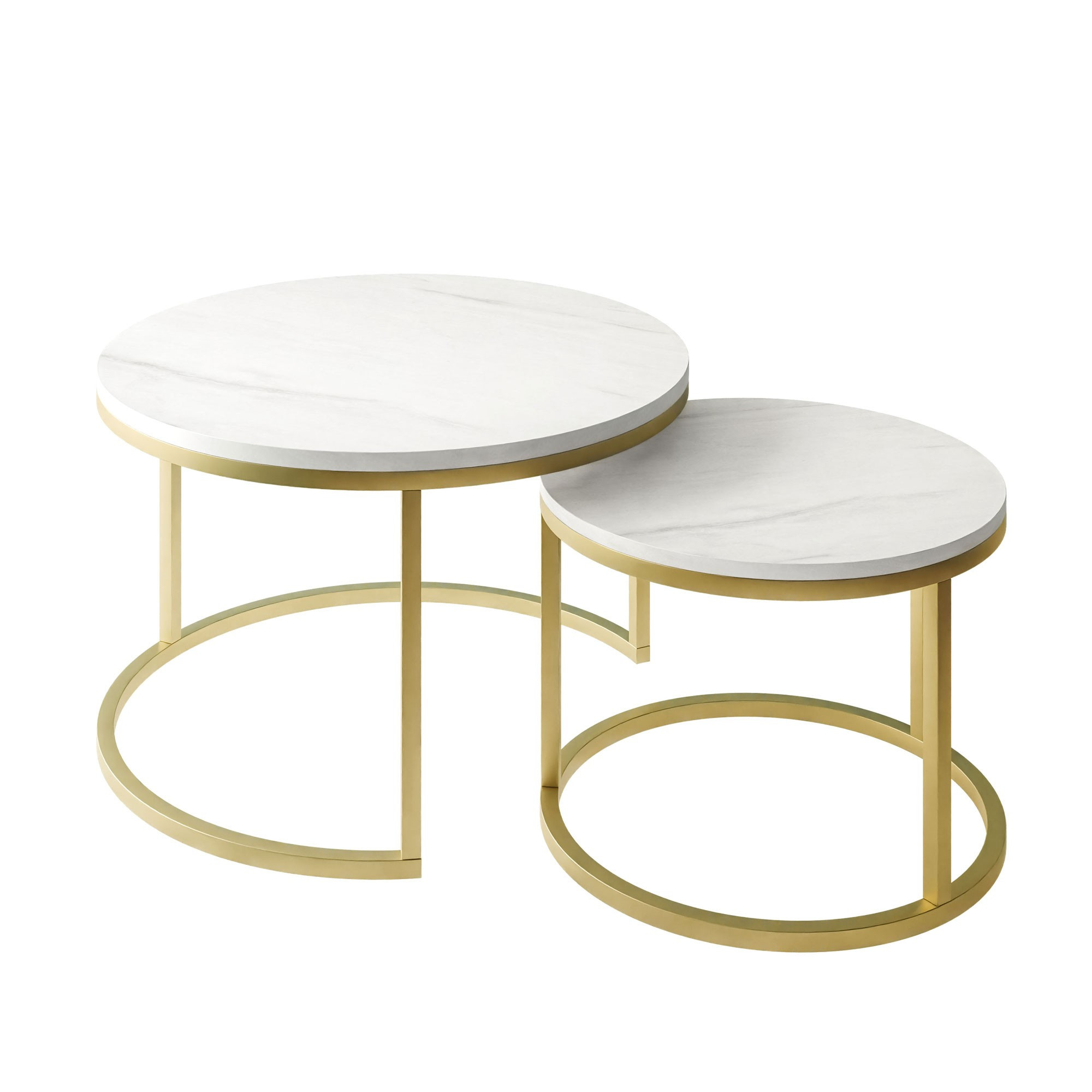 Ława CIRI 2w1 złoty mat/marmur levanto 80cm/60cm