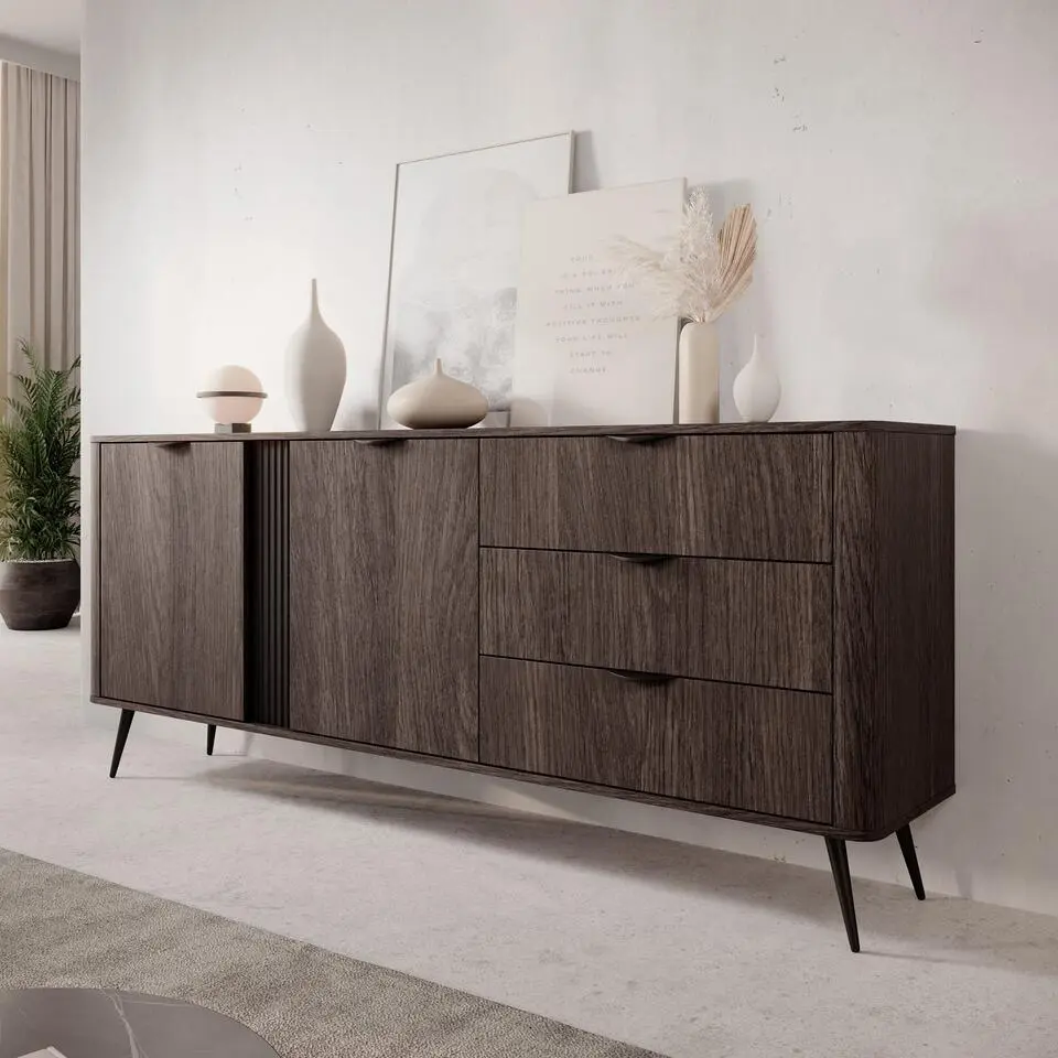 Meubella - Victoria - Dressoir - Donker eiken - 195x38x81 cm