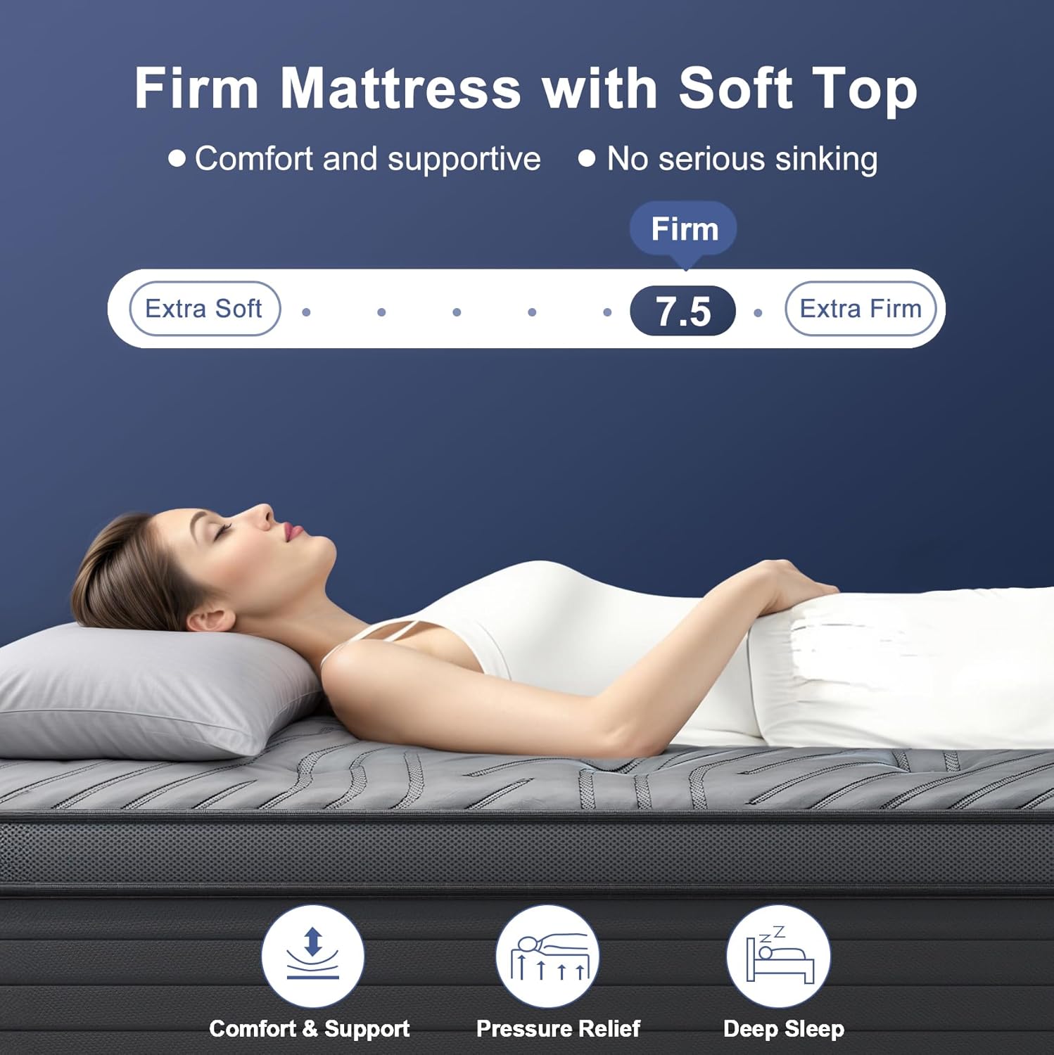 King Size Mattress Firm Mattress 14 Inch for Back Pain Relief,Breathable Cooling Ice Silk Top,Gel Memory Foam, Individual Pocket Spring, Hybrid Mattress King in a Box CertiPUR-US Certified