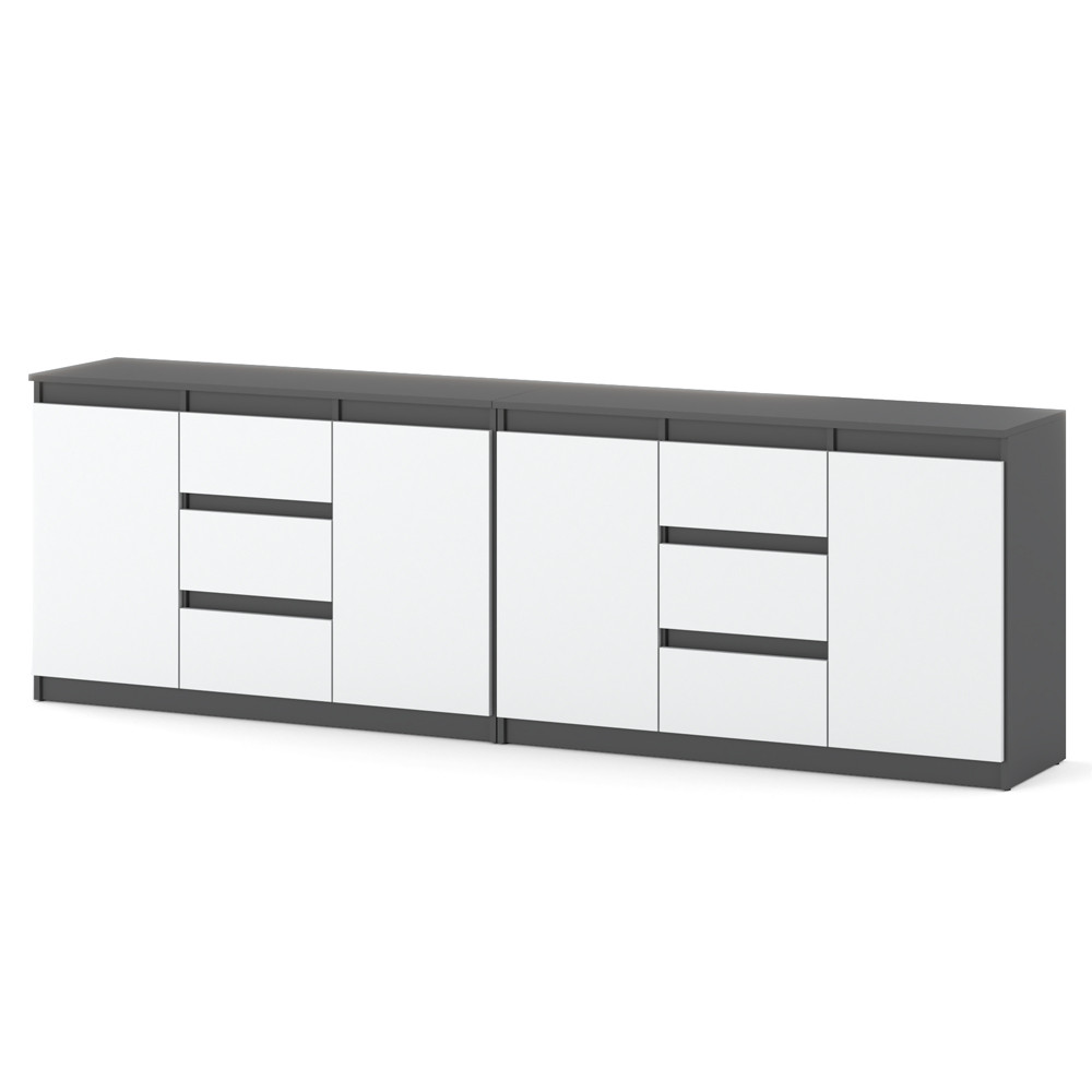 Komoda 240cm do pokoju szafka loft szary biały mat salon