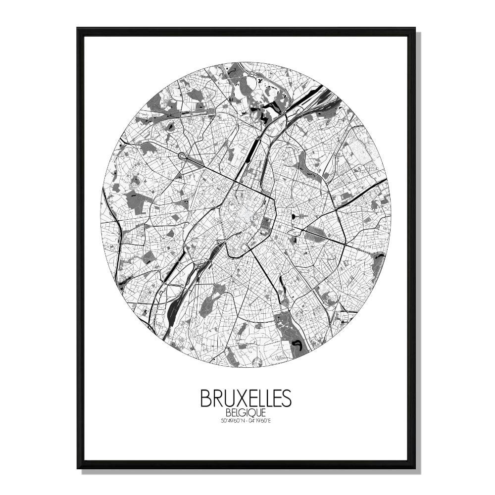 - Affiche Bruxelles Carte ronde 40x50