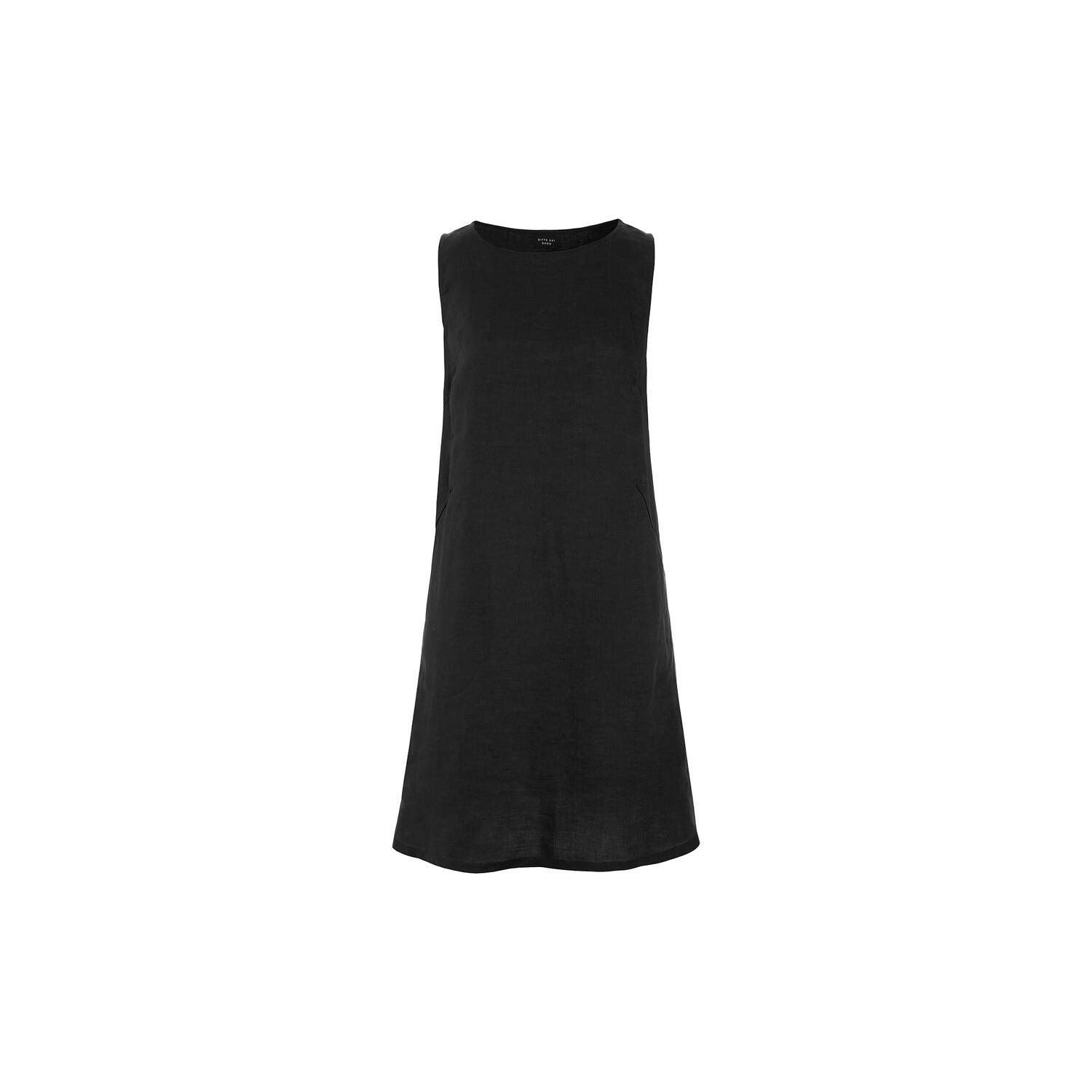 Airy linen kort kjole, black