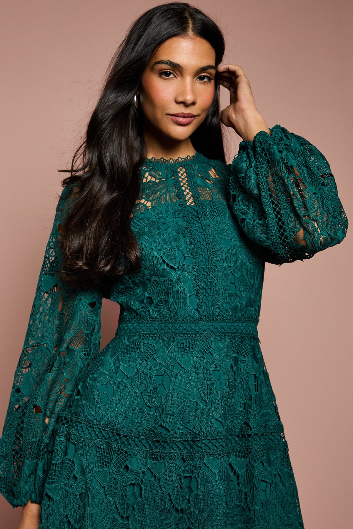 Coast Lace Panelled Long Sleeve Dress