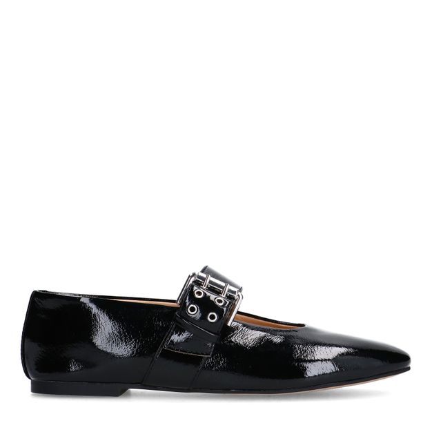 Zwarte lak buckle ballerina's