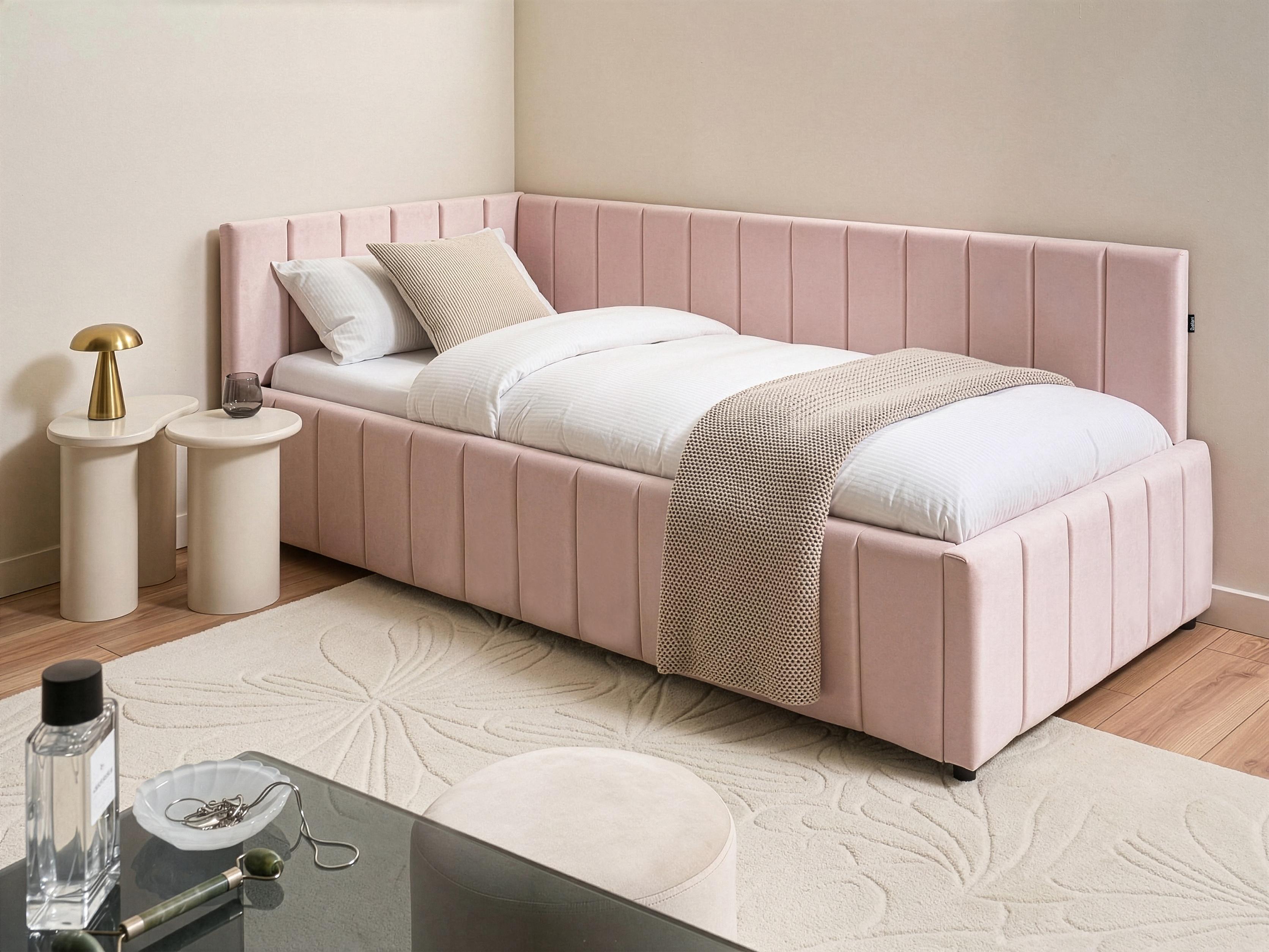 Daybed Velvet LISIEUX 90 x 200 cm (EU Single) Pastel Pink