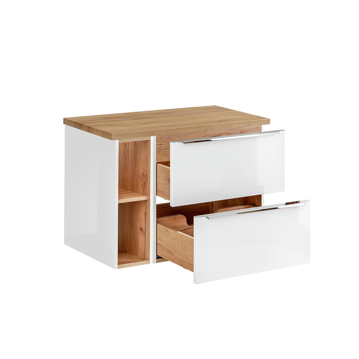 - Meuble sous-vasque 80cm 2 niches blanc et naturel