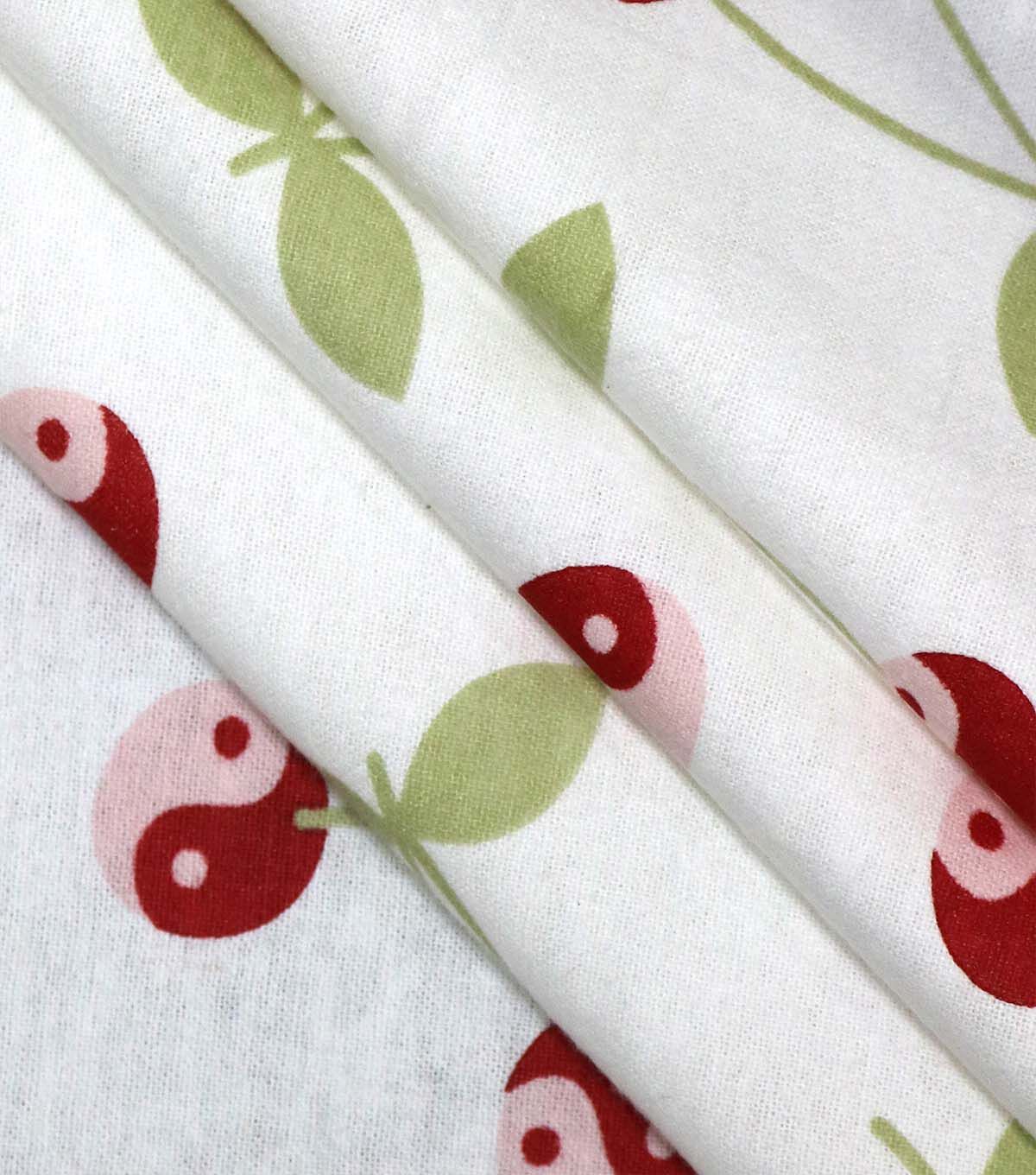Cherries on White Super Snuggle Flannel Fabric