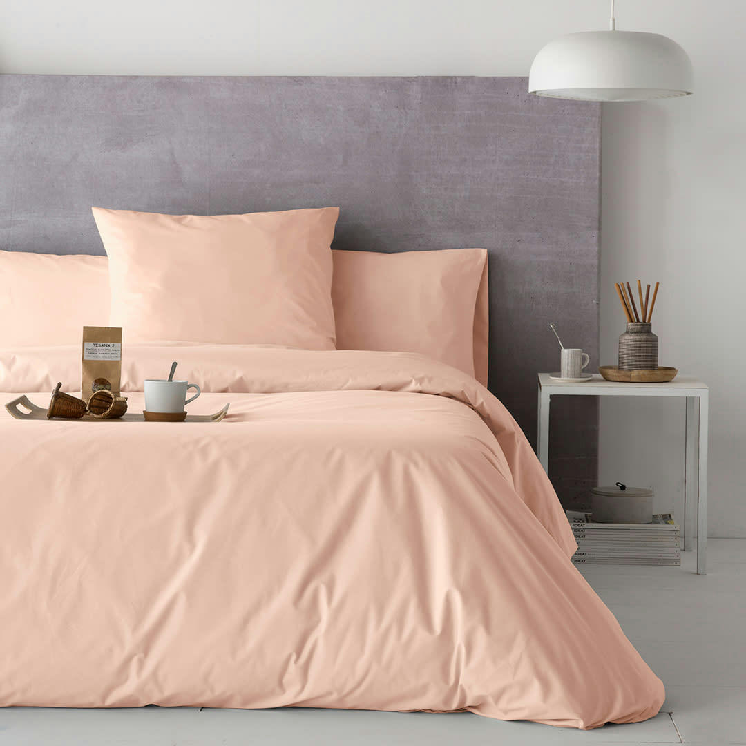 PURE HDC - Housse de couette en percale de coton 155x220 cm corail