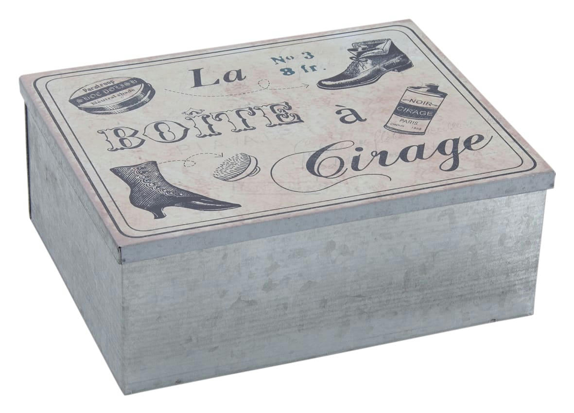 - Boites vintage en métal galvanisé boîte à cirage (lot de 2)
