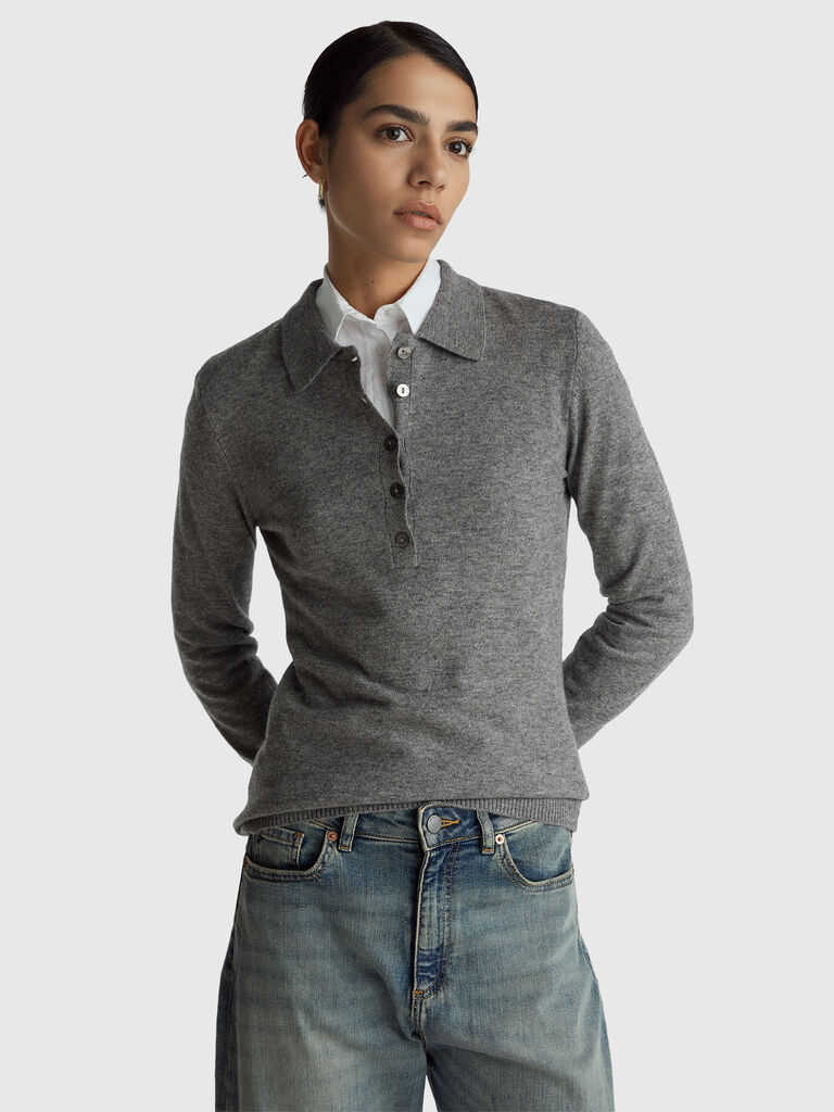 Cashmere blend knit polo