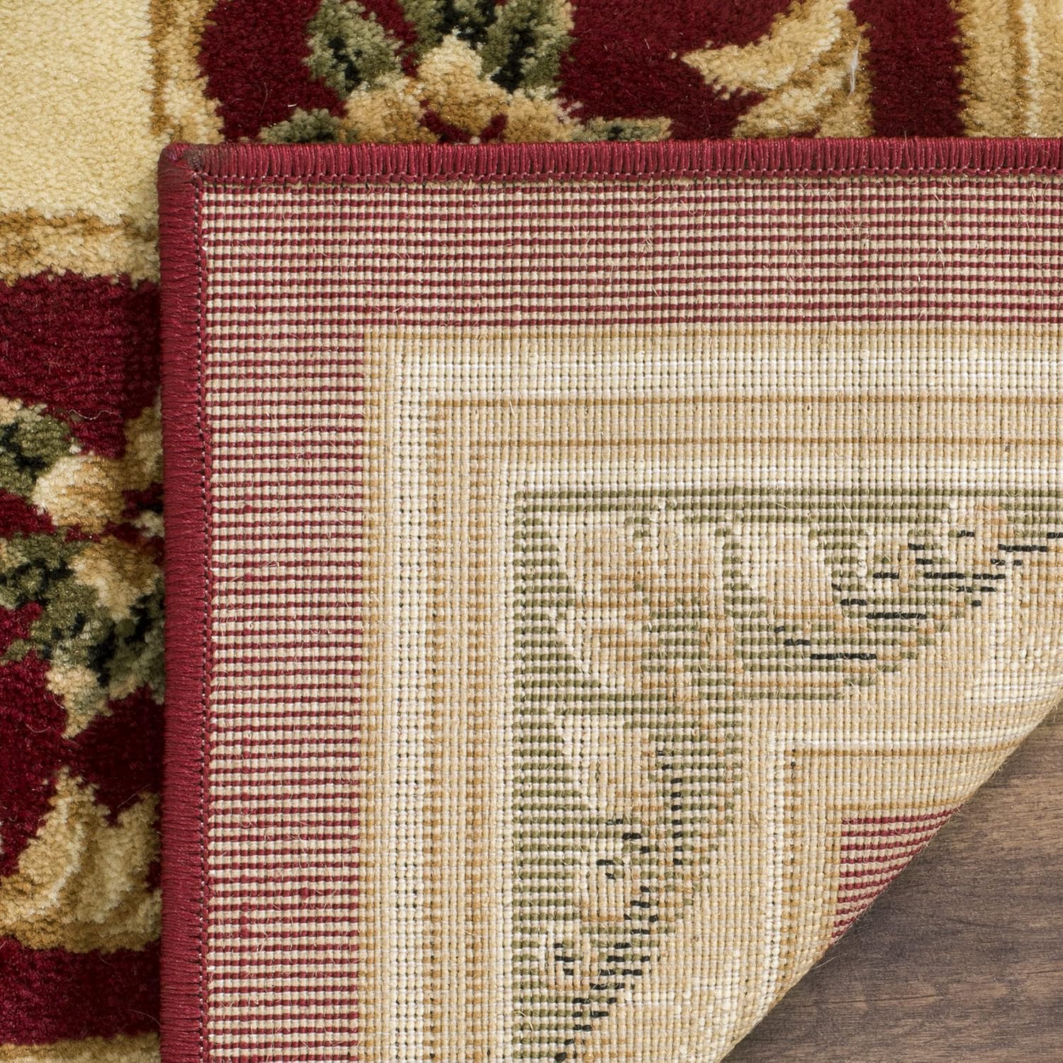 SAFAVIEH Lyndhurst Collection Area Rug - 9' x 12', Red & Ivory, Traditional European Medallion Design, Non-Shedding & Easy Care, Ideal for High Traffic Areas in Living Room, Bedroom (LNH218C)