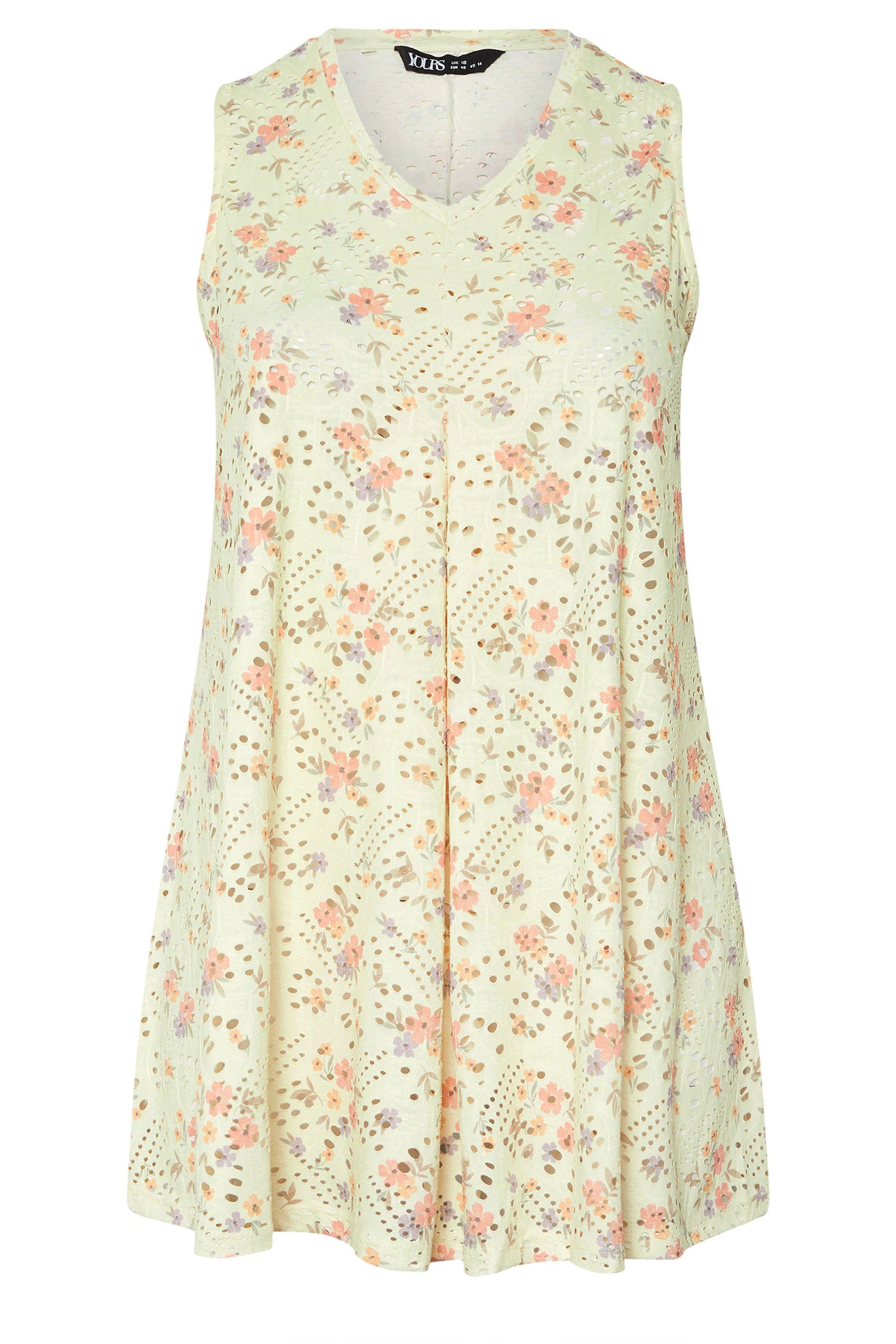Yours Floral Pointelle Vest Top
