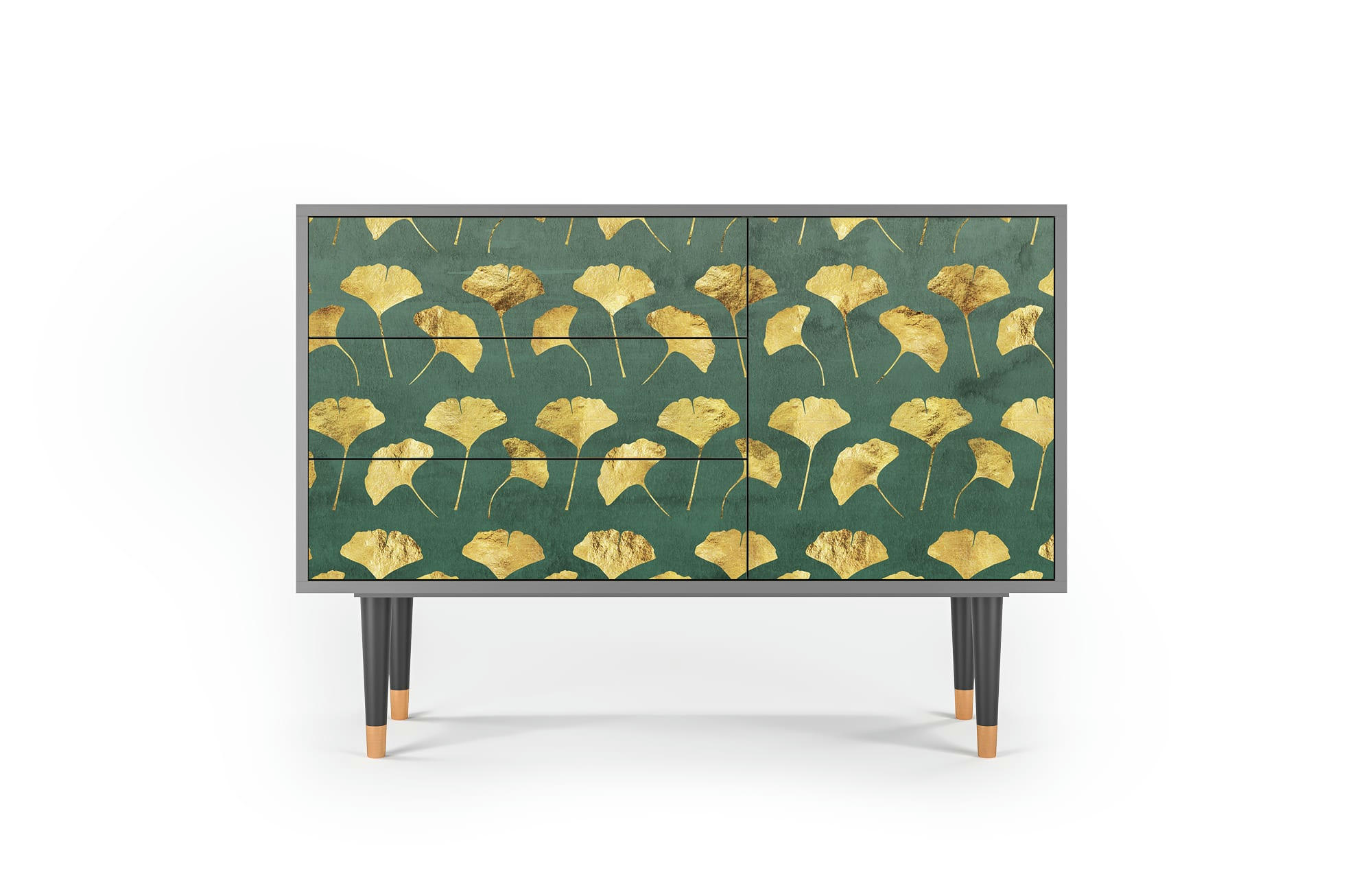 GINGKO LEAVES - Buffet  vert et jaune 3 tiroirs et 1 porte L 115 cm