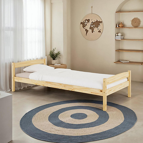 Lit en pin BORIS, 90 x 200 cm, vernis naturel