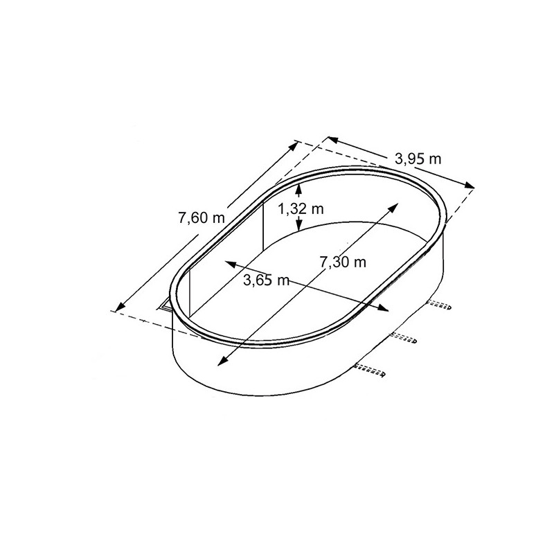 Piscine anthracite Osmose 7,6 x 3,95 x 1,32 m