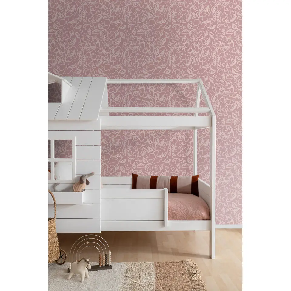 ESTAhome behang bladeren en bloemen oudroze - 50 x 900 cm