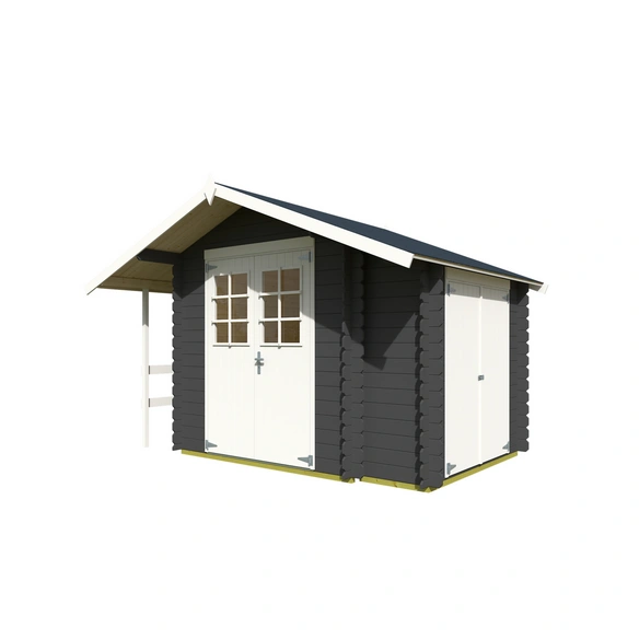Blockbohlenhaus »Vilano«, BxHxT: 352,5 x 228 x 240 cm (Außenmaß inkl. Dachüberstand), grau