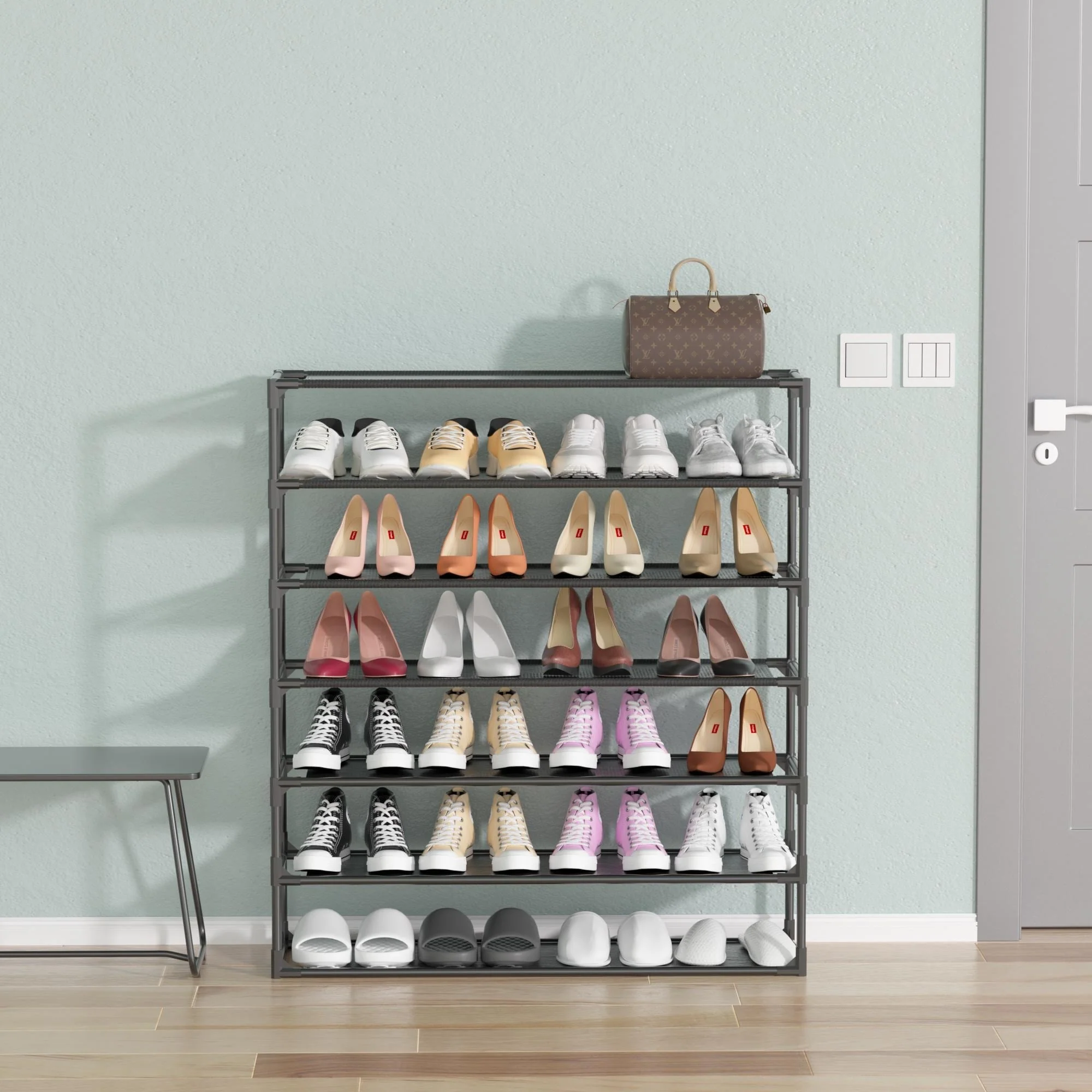Modern Waterproof Shoe Rack Organizer Tower for Small Spaces