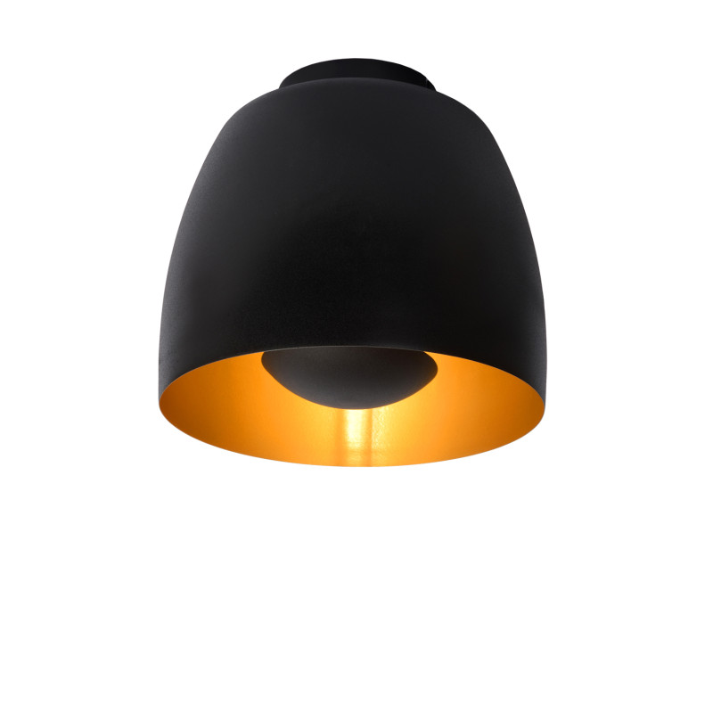 Plafonnier Nolan noir et or Ø 24 cm E27 60 W LUCIDE