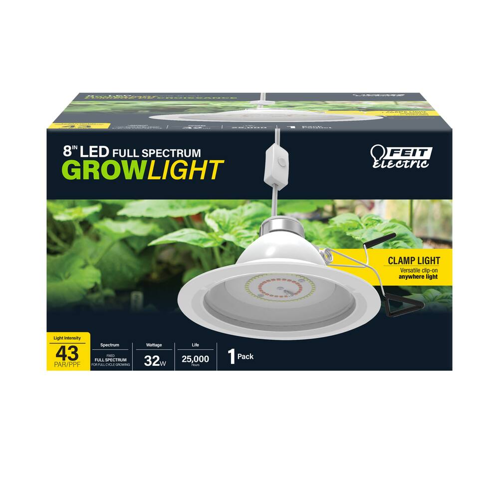 Feit Electric Clamp Mount LED Grow Light, 32-Watt, 8-in, White