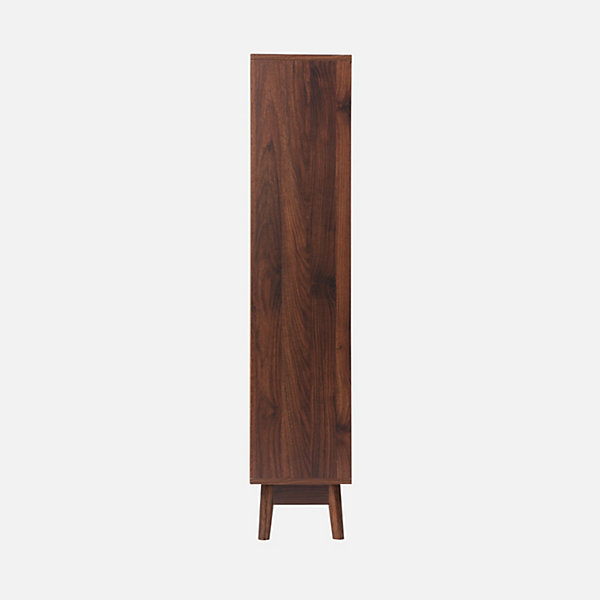 Meuble à chaussures scandinave décor bois noyer 3 portes abattantes capacité 18 paires de chaussures