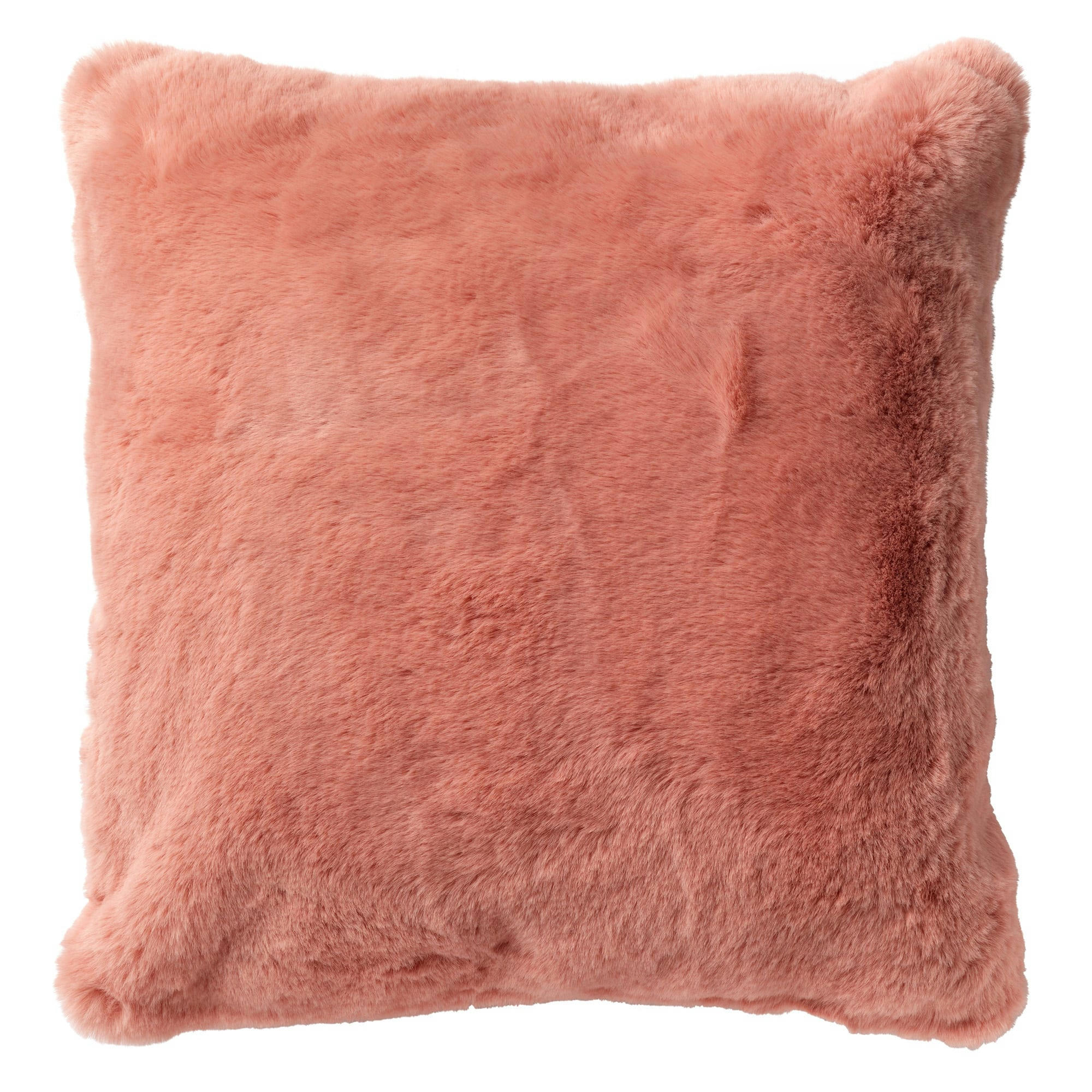 ZAYA - Coussin - rose fausse fourrure 45x45 cm uni