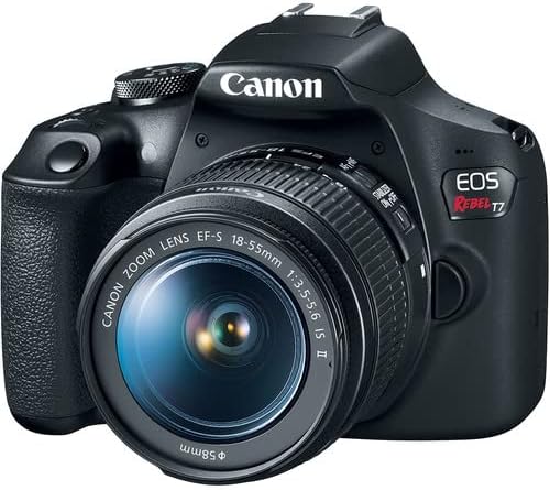 Canon EOS Rebel T7 DSLR Camera with 18-55mm Lens Bundle with Extra Canon Battery + 2X 64GB Memory Cards + Accessory Kit Including Bag  Flash  Remote  Aux Lenses  Software & More