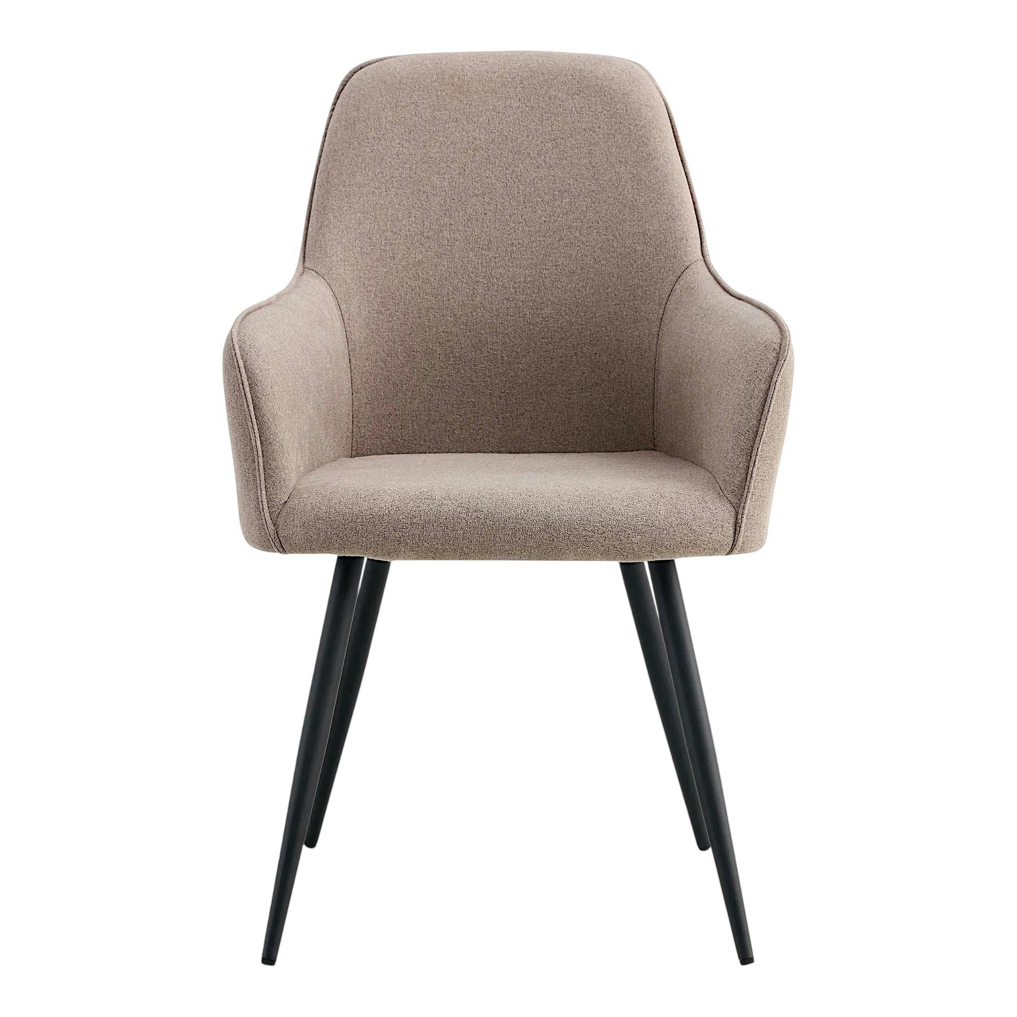 Fauteuil de table grège passepoilé (lot de 2) BERLIN
