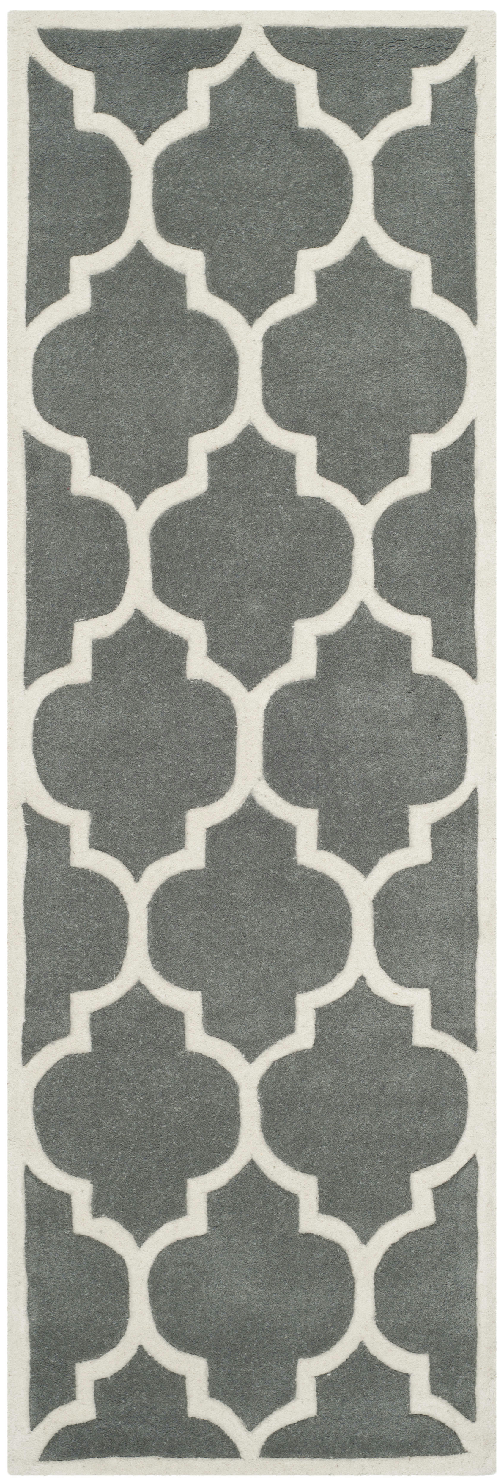 CHATHAM - Tapis de salon interieur en  gris fonce & ivoire, 69 x 213 cm