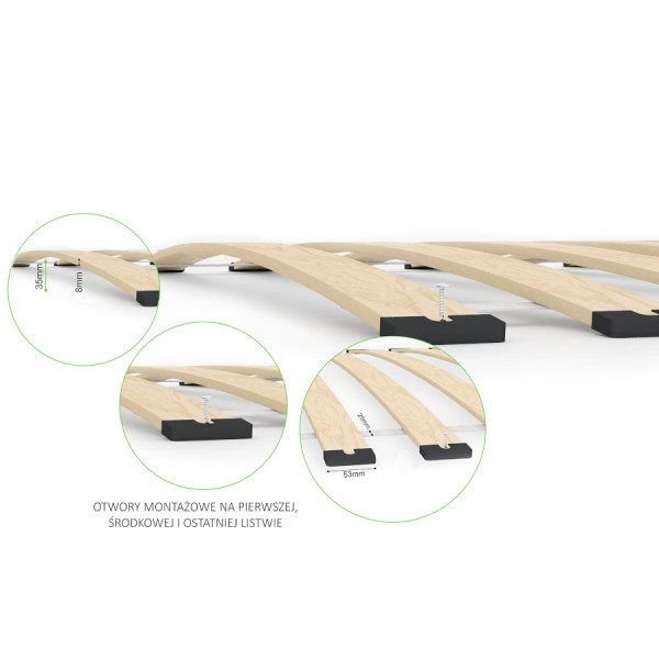Stelaż pod materac łóżko wkład 80x200 cm 16 listew brzozowych solidny