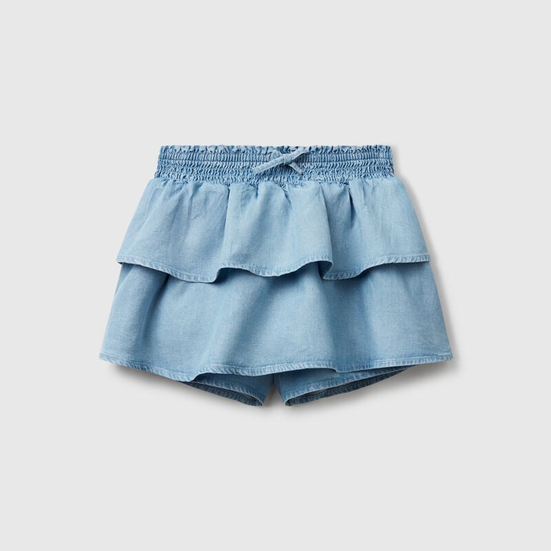 Mini skirt in chambray with frills