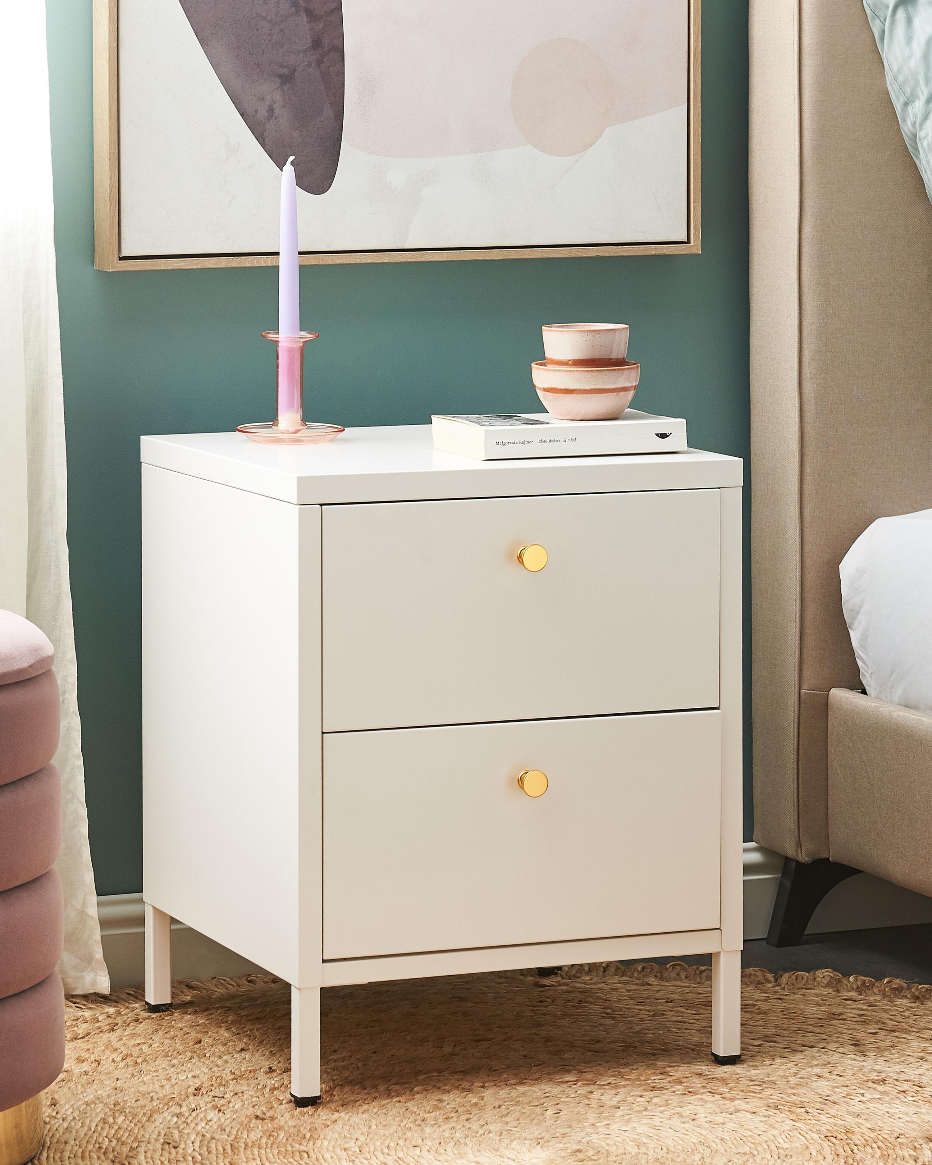 2 Drawer Bedside Table KYLEA Metal White