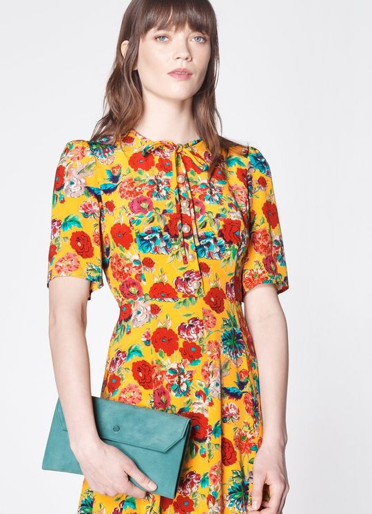 Dora Light Blue Suede Clutch