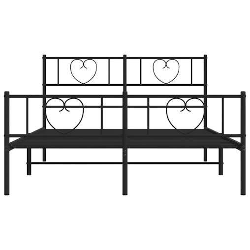 NNEVL Metal Bed Frame with Headboard and Footboard Black 150x200 cm