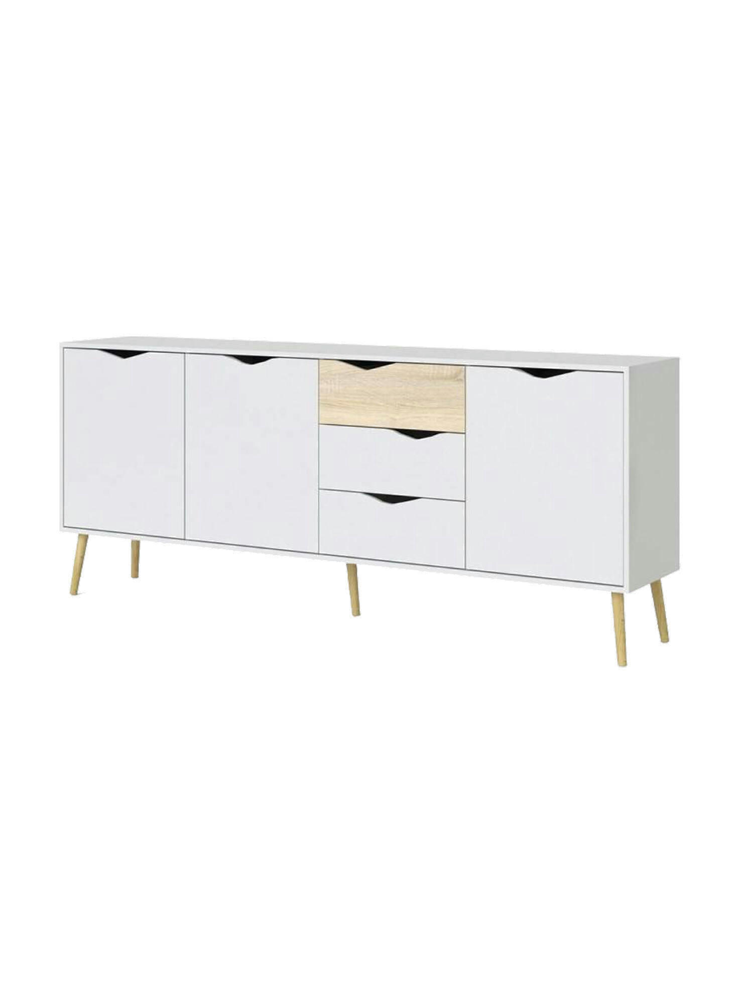 - Buffet à 3 portes effet bois blanc