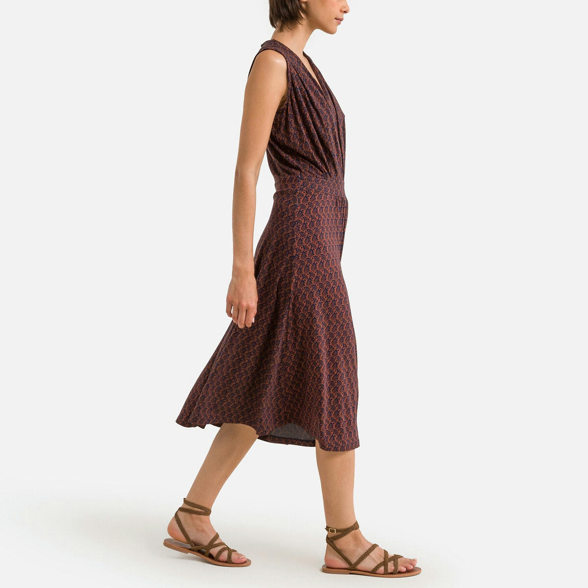 Robe évasée, imprimé esprit cachemire, mi-longue