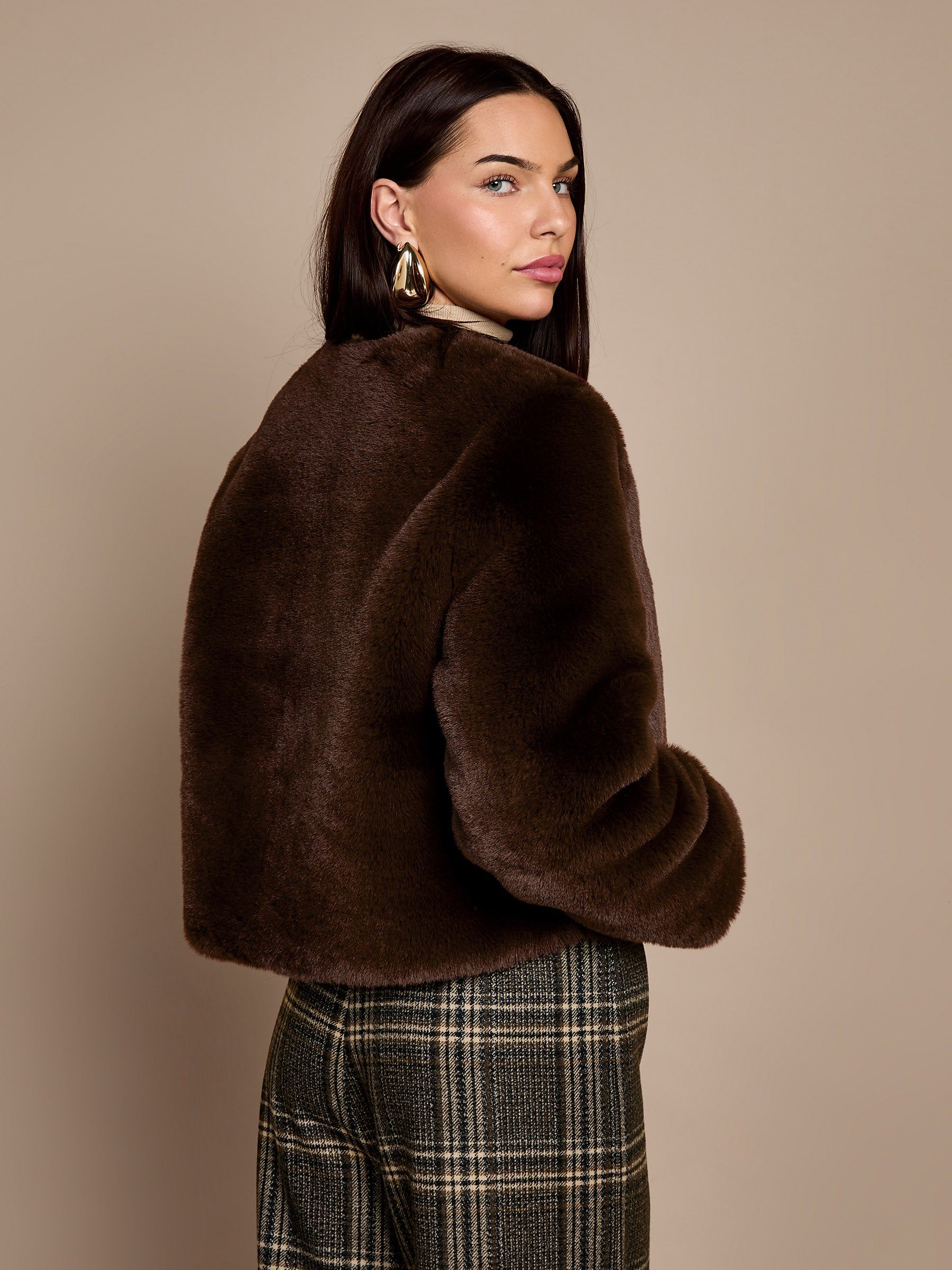 GWD by GEORGE W. DAVIES GWD Reece Faux Fur Chocolate Brown Jacket